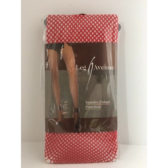 Leg Avenue 9013 Red Women's Pantyhose Spandex Fishnet One Size Regular NEW - Picture 2 of 3